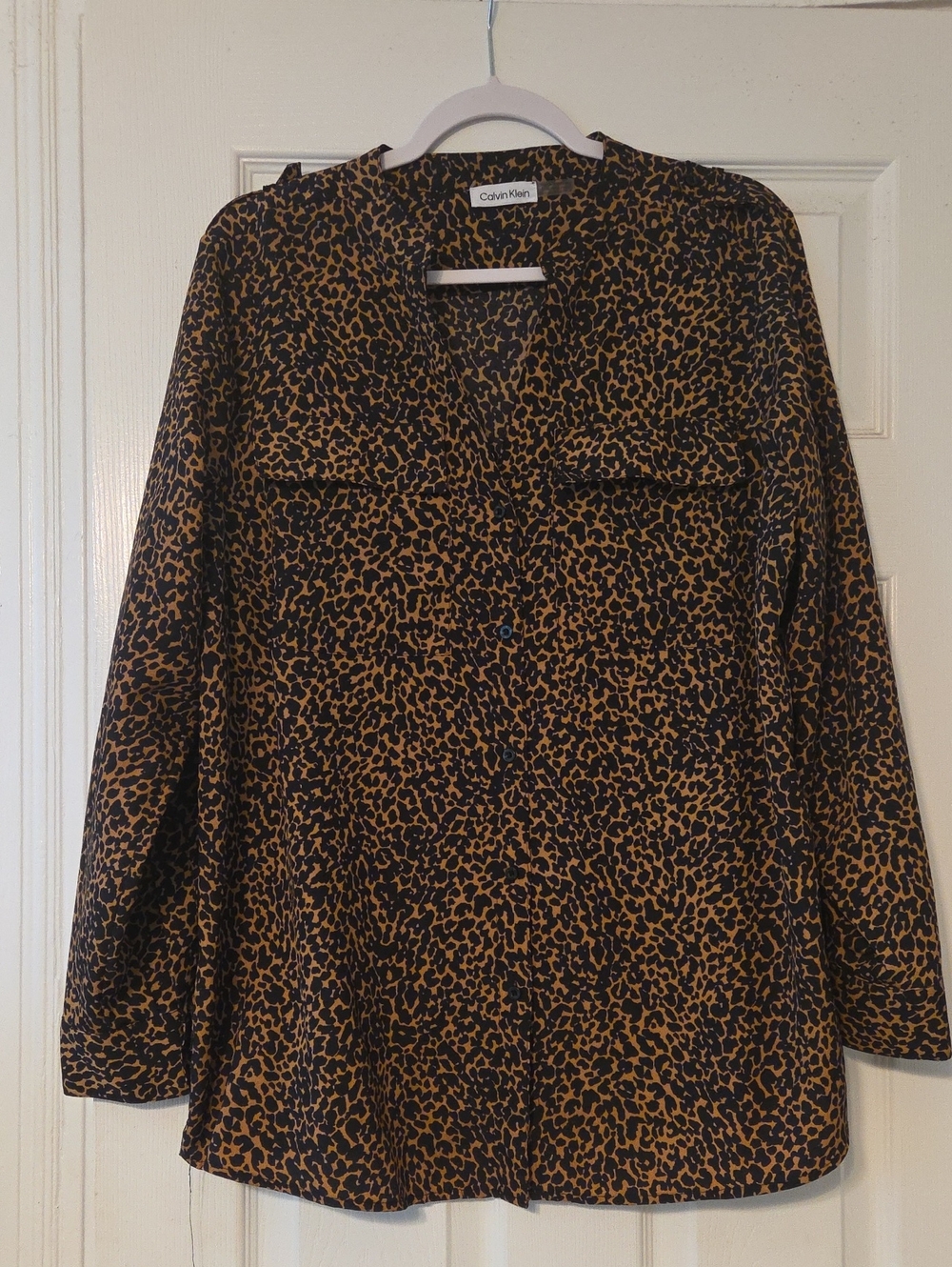 Calvin Klein Black & Camel Leopard Print Shirt